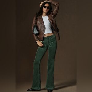 Pilcro Green Corduroy Low Rise Flare Jeans